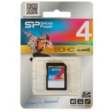 Карта памяти SDHC  4GB  SiLicon Class 10